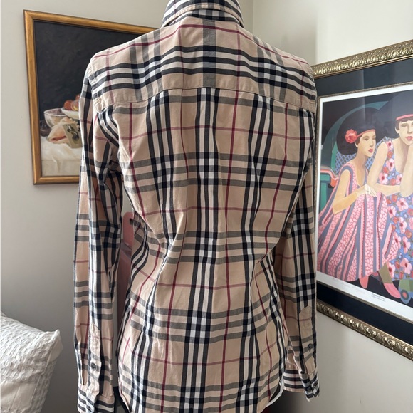 Burberry men’s long sleeve fitted shirt classic beige check size medium - Picture 6 of 9